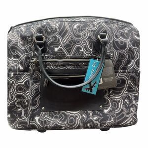 CALPAK Zanny Carry On Friendly Black Purple White Rolling Bag 3 Way Laptop Pouch